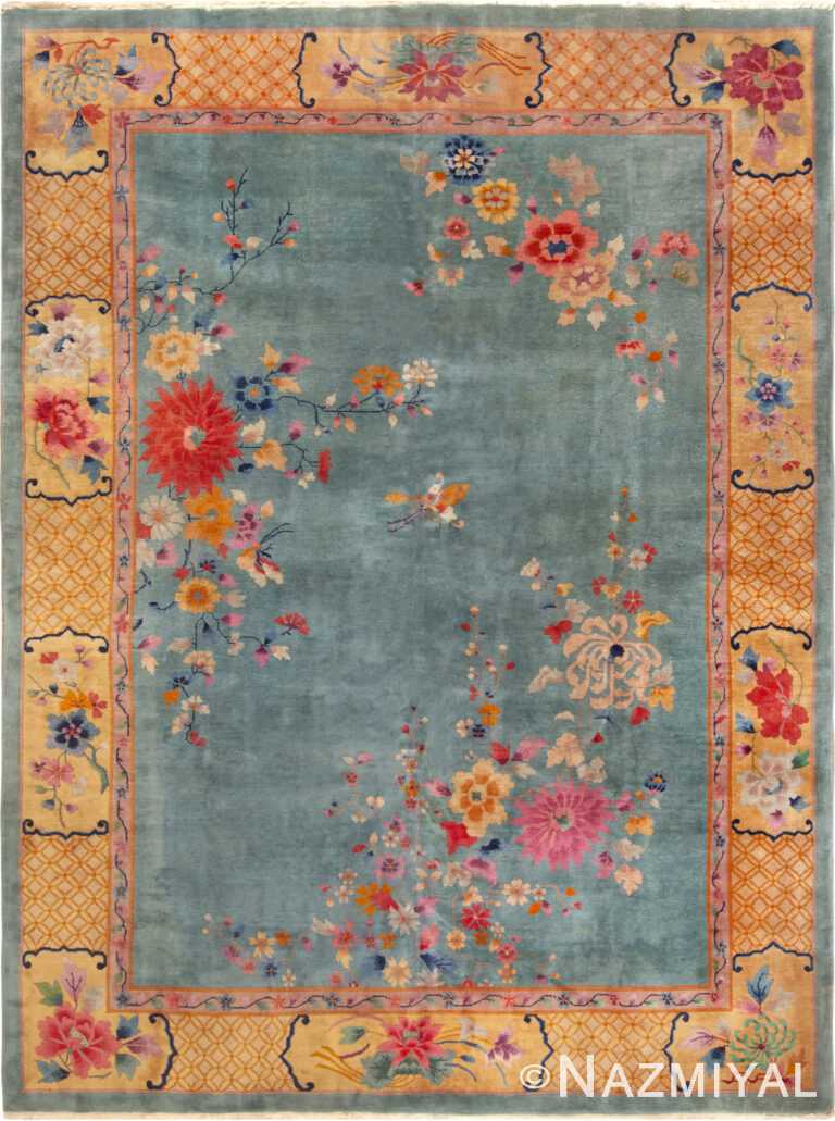 Antique Chinese Art Deco Floral Area Rug 72891 by Nazmiyal Antique Rugs