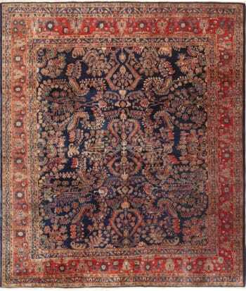 Blue Antique Persian Sarouk Area Rug 72975 by Nazmiyal Antique Rugs