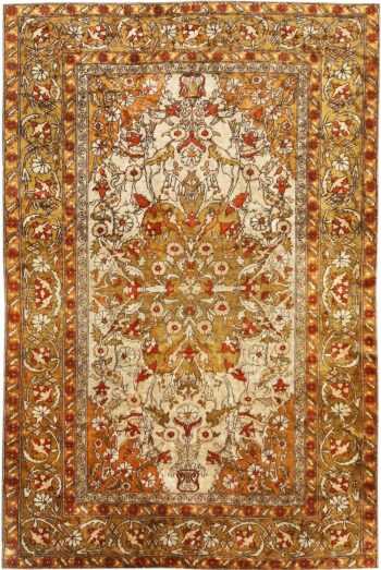 Small Scatter Size Antique Turkish Silk Rug 72919 by Nazmiyal Antique Rugs