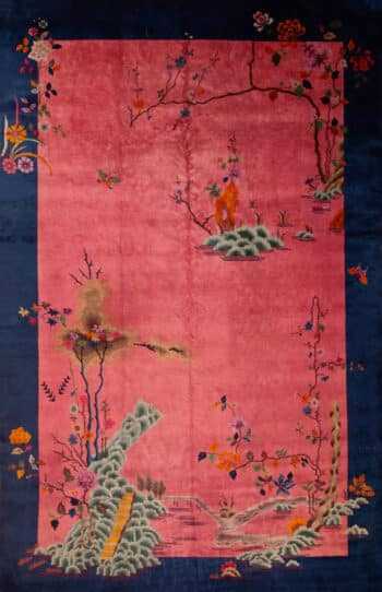 Antique Chinese Art Deco Red Background Area Rug 73028 by Nazmiyal Antique Rugs