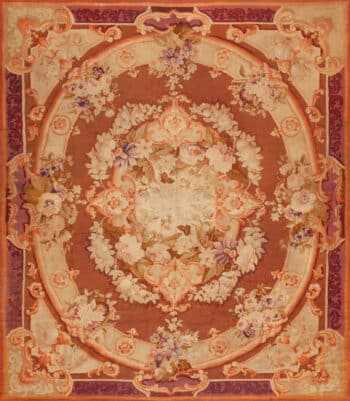 Small Floral Antique French Aubusson Rug 72903 by Nazmiyal Antique Rugs