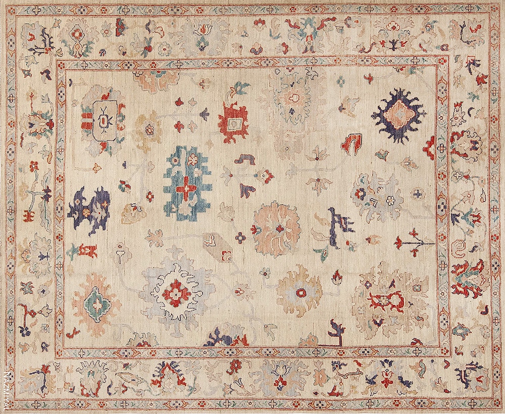 Tribal Modern Turkish Oushak Design Rug 11372 By Nazmiyal Rugs